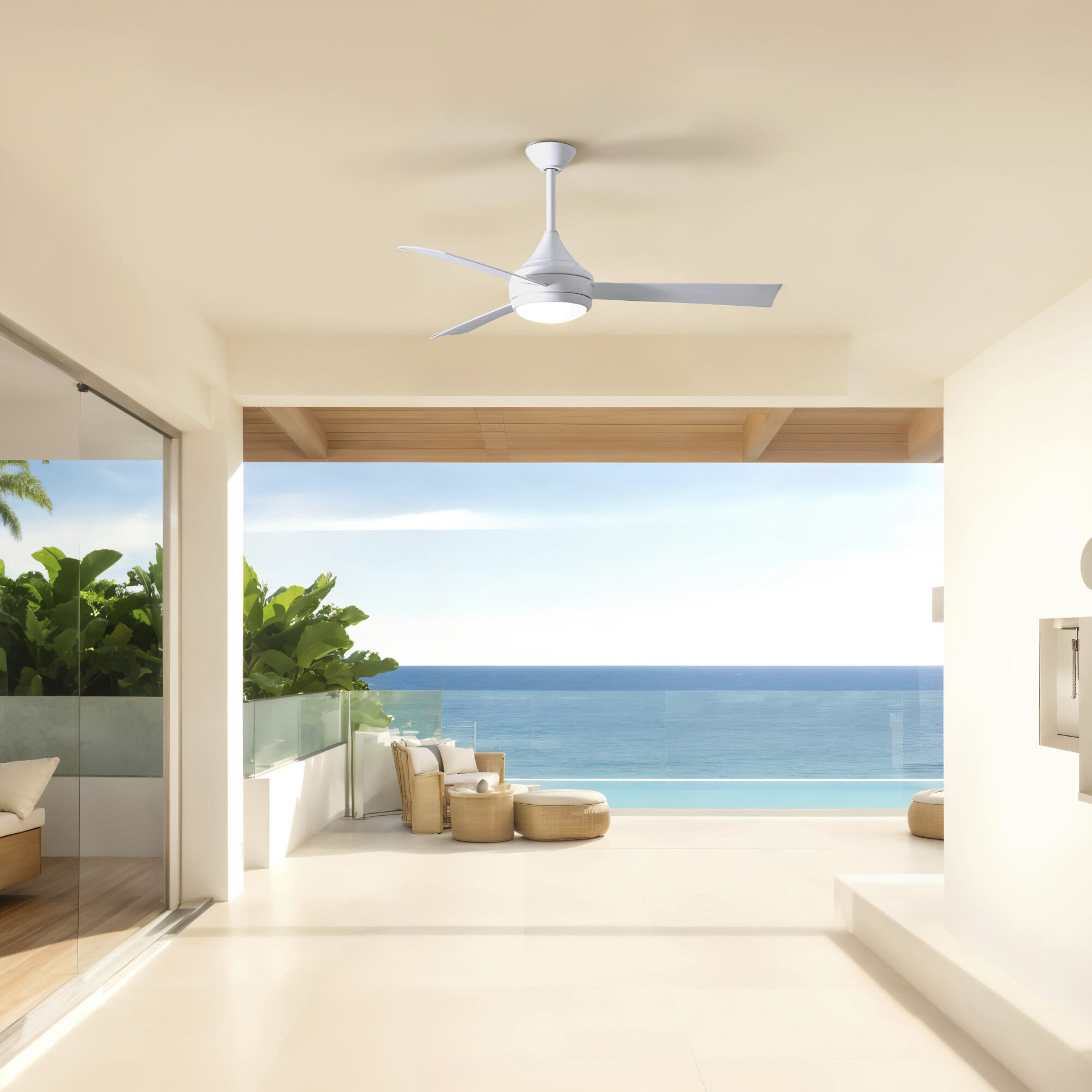 Atlas Donaire 52 inch Gloss White Paddle Fan, Coastal Wet Rated