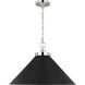 C&M by Chapman & Myers Wellfleet 1 Light 23.5 inch Midnight Black and Polished Nickel Pendant Ceiling Light in Midnight Black / Polished Nickel