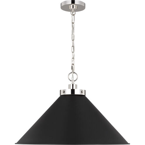 C&M by Chapman & Myers Wellfleet 1 Light 23.5 inch Midnight Black and Polished Nickel Pendant Ceiling Light in Midnight Black / Polished Nickel