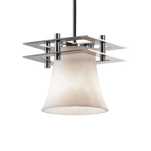 Clouds 7 inch Brushed Nickel Pendant Ceiling Light in Black Cord, Square with Flat Rim, Metropolis