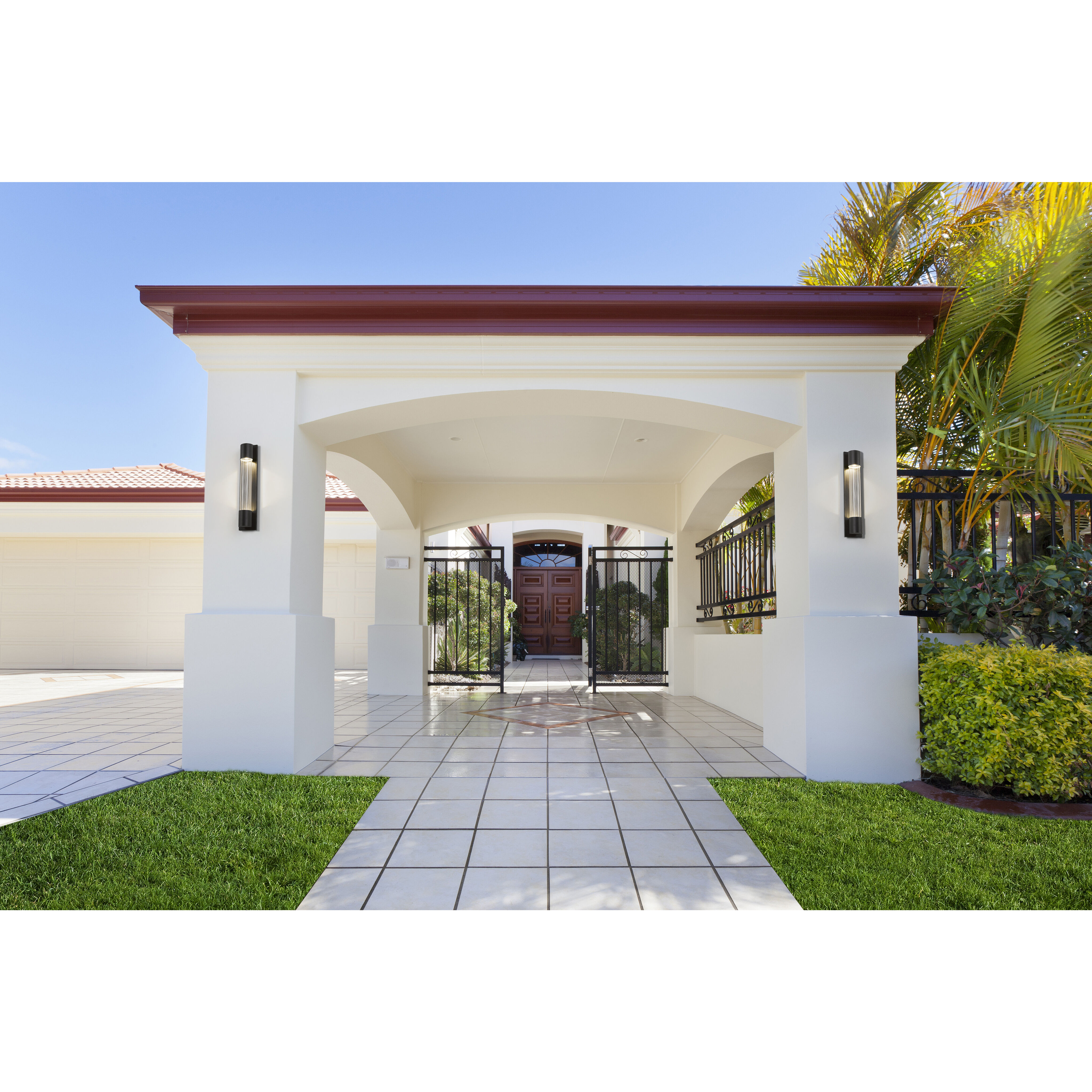 Striate Outdoor Wall Light in Black