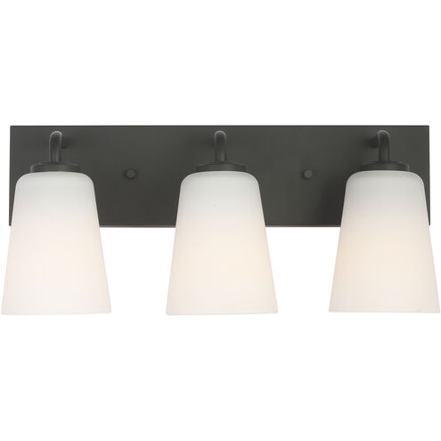 Miles 3 Light 18 inch Midnight Black Vanity Light Wall Light, Large