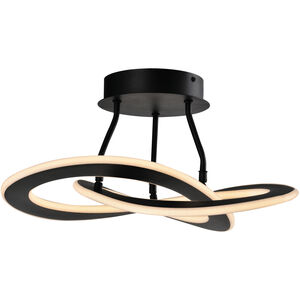 Wave LED 17.7 inch Black Semi-Flush Mount Ceiling Light