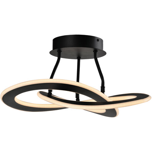 Wave LED 17.7 inch Black Semi-Flush Mount Ceiling Light