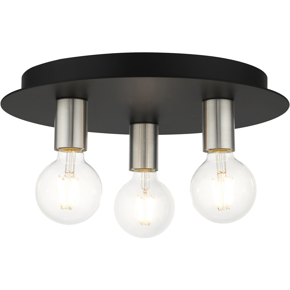 Hillview 3 Light 14 inch Black Flush Mount Ceiling Light