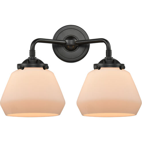 Nouveau Fulton 2 Light 15 inch Oil Rubbed Bronze Bath Vanity Light Wall Light in Matte White Glass, Nouveau