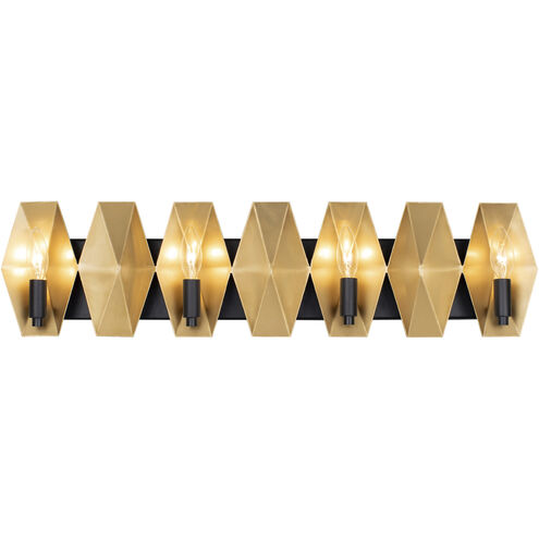 Malone 4 Light 31 inch Matte Black/French Gold Bath Vanity Light Wall Light