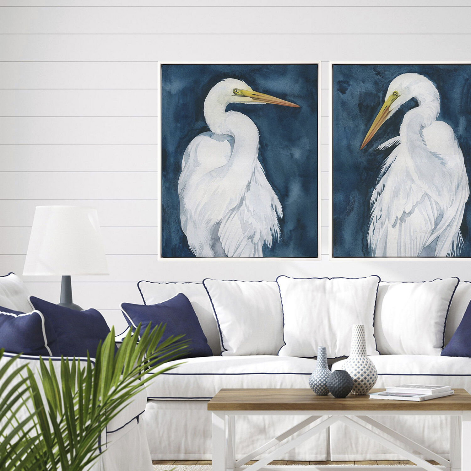 Midnight Hunter Blue and White Canvas