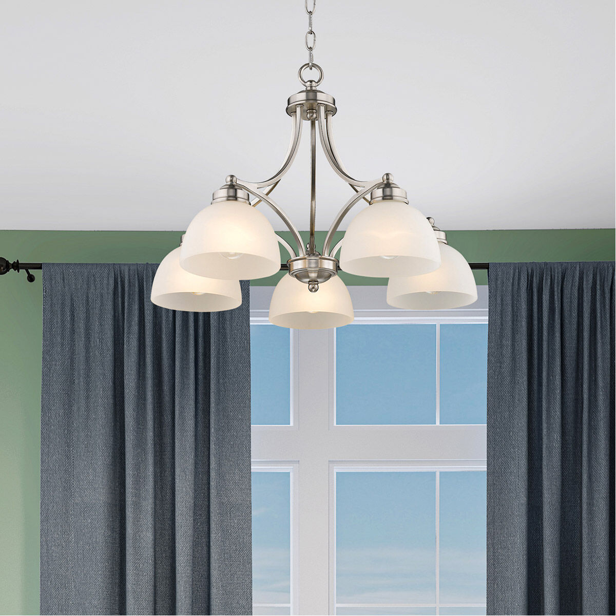 Somerset 5 Light 25 inch Brushed Nickel Chandelier Ceiling Light