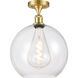 Ballston Athens 1 Light 12 inch Satin Gold Semi-Flush Mount Ceiling Light in Clear Glass