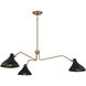 Vintage 3 Light 48 inch Matte Black with Natural Brass Pendant Ceiling Light