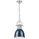Yep Duncan 1 Light 8.88 inch Pewter Pendant Ceiling Light in Navy, Small