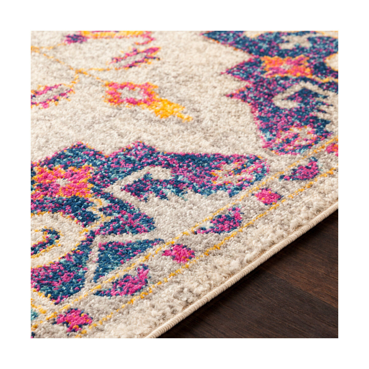 Elaziz 36 X 24 inch Dark Blue/Aqua/Saffron/Bright Orange/Bright Pink Rugs, Rectangle