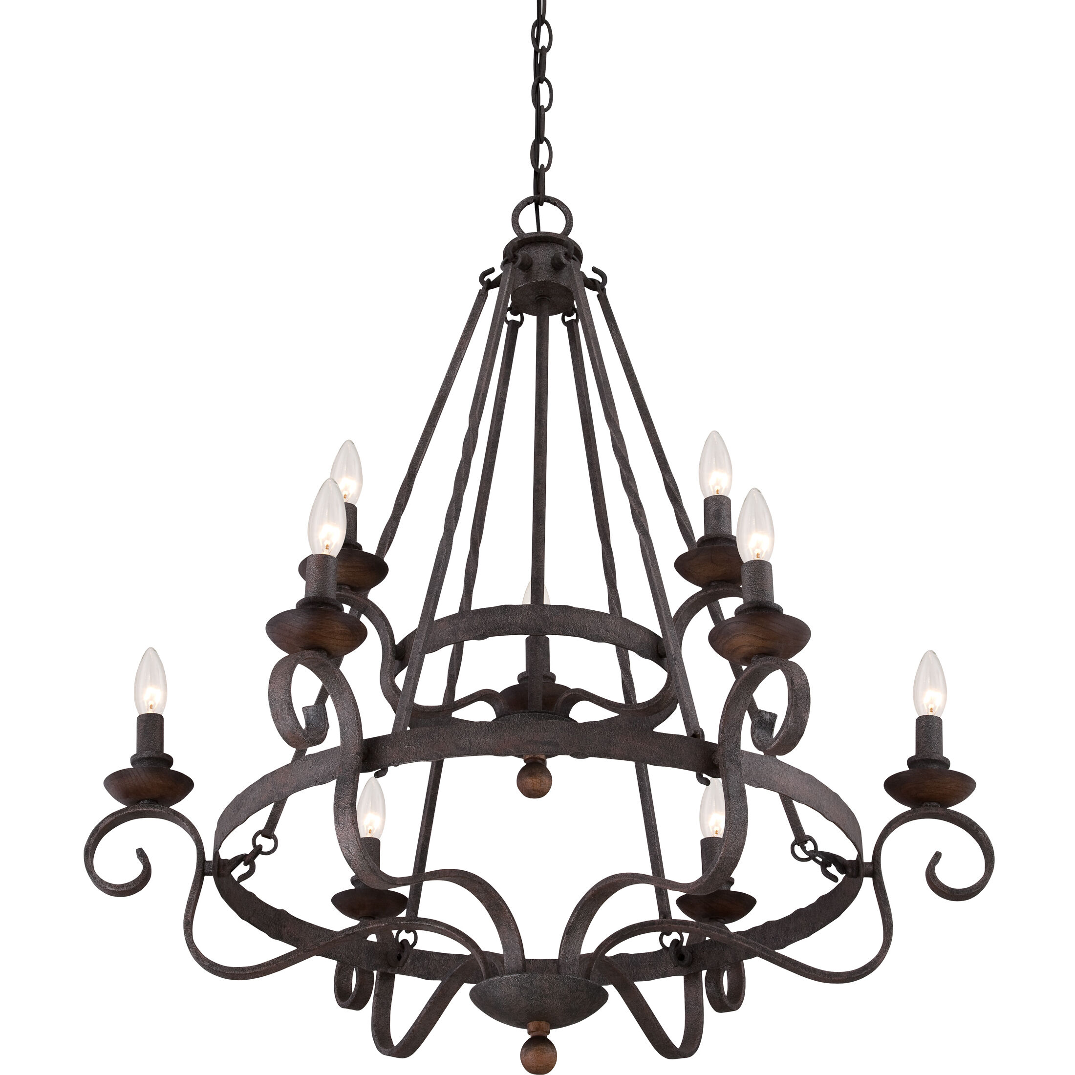 Noble 9 Light 32 inch Rustic Black Foyer Chandelier Ceiling Light