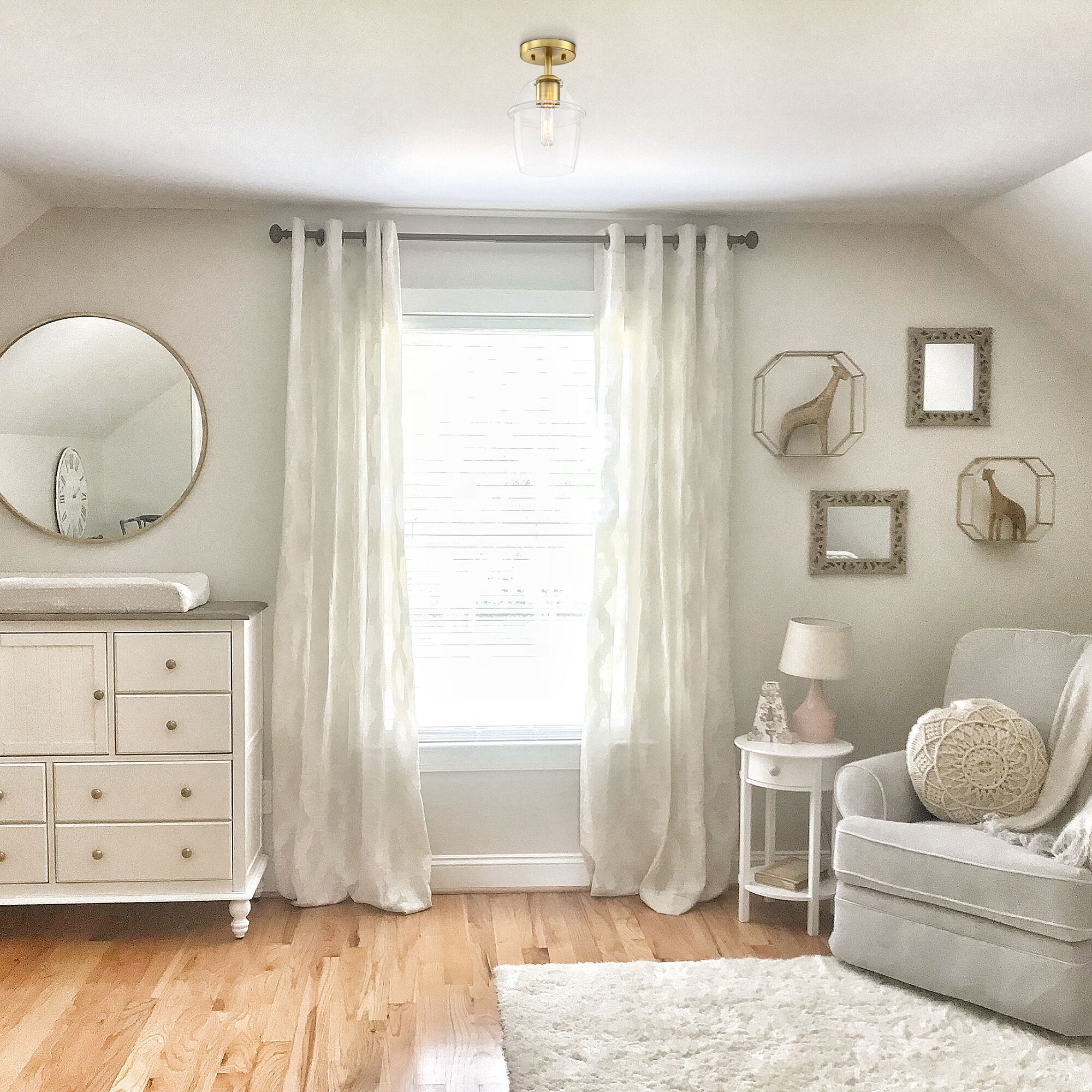 Summer Jazz 1 Light 7 inch Brushed Gold Semi Flush Mount Ceiling Light