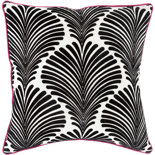 Viviane 22 inch Black/Ivory Accent Pillow in 22 x 22