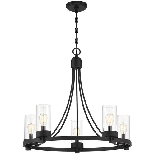 Modern 5 Light 26 inch Matte Black Chandelier Ceiling Light