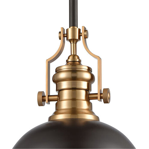 Pittsburgh 1 Light 13 inch Oil Rubbed Bronze with Satin Brass Pendant Ceiling Light