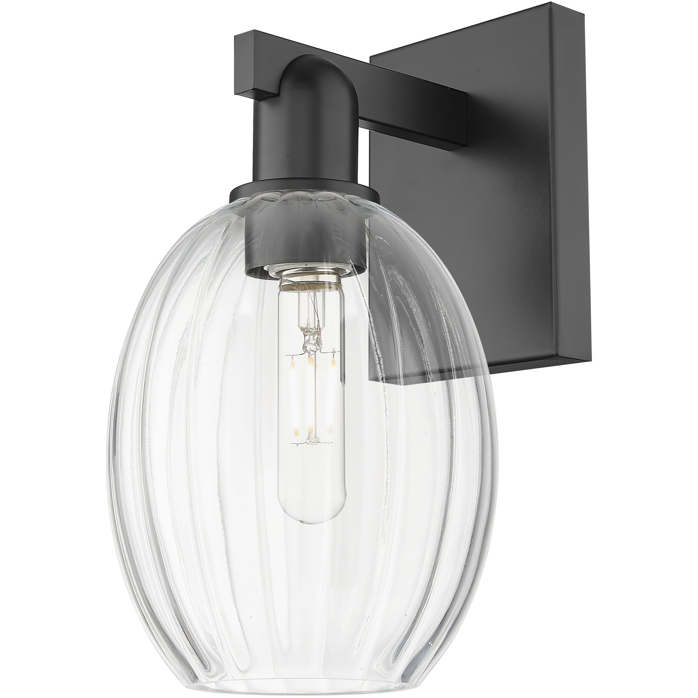Preston Sconce Wall Light in Matte Black, Clear Glass