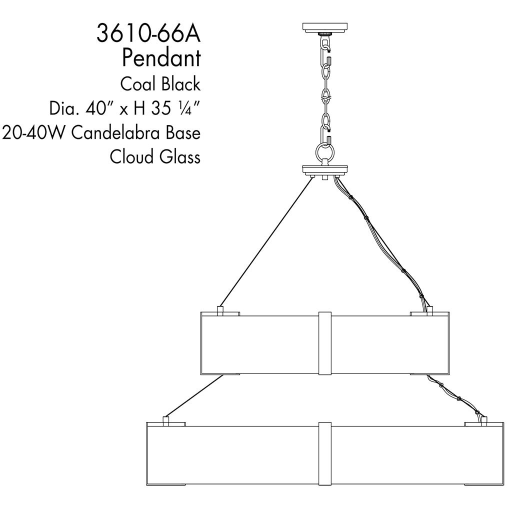 Cloud Break 20 Light 40 inch Coal Pendant Ceiling Light