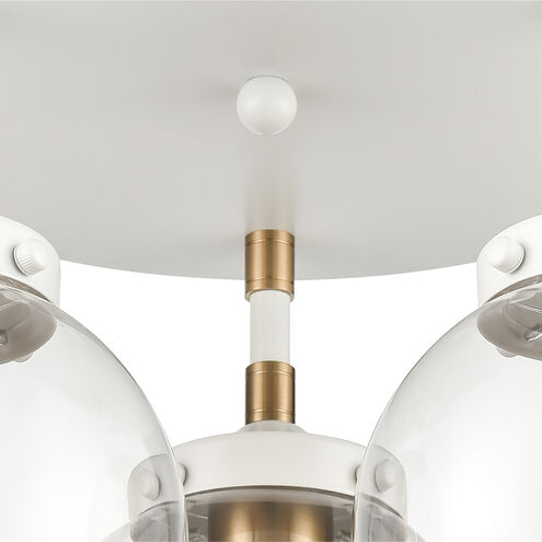 Boudreaux 3 Light 15 inch Matte White with Satin Brass Semi Flush Mount Ceiling Light