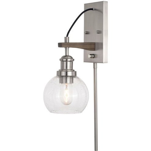 Avondale 1 Light 6 inch Satin Nickel and Dark Sycamore Wall Light