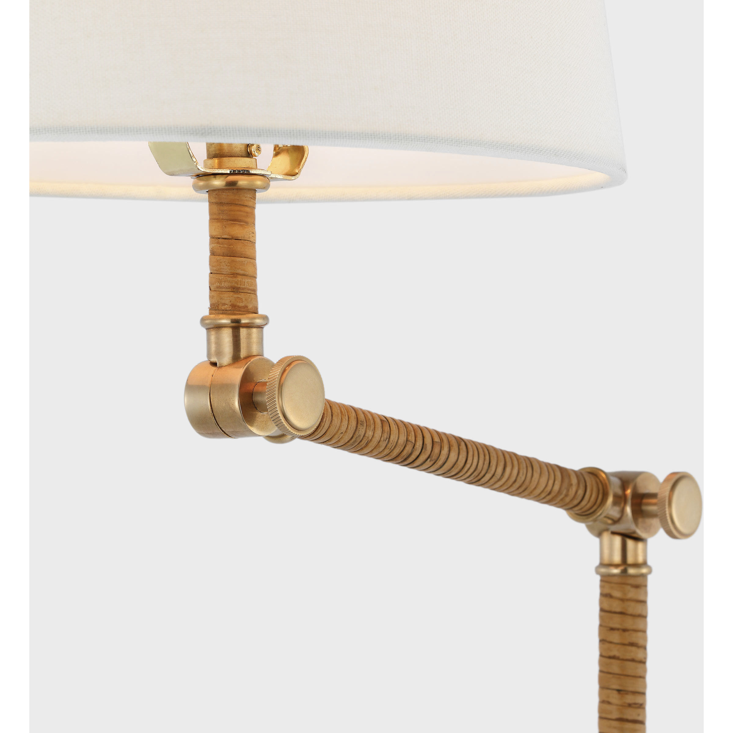 Chapman & Myers Basden 52 inch 15.00 watt Antique-Burnished Brass and Natural Rattan Bridge Arm Floor Lamp Portable Light