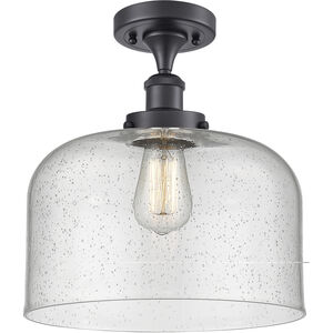 Ballston X-Large Bell LED 8 inch Matte Black Semi-Flush Mount Ceiling Light in Seedy Glass, Ballston