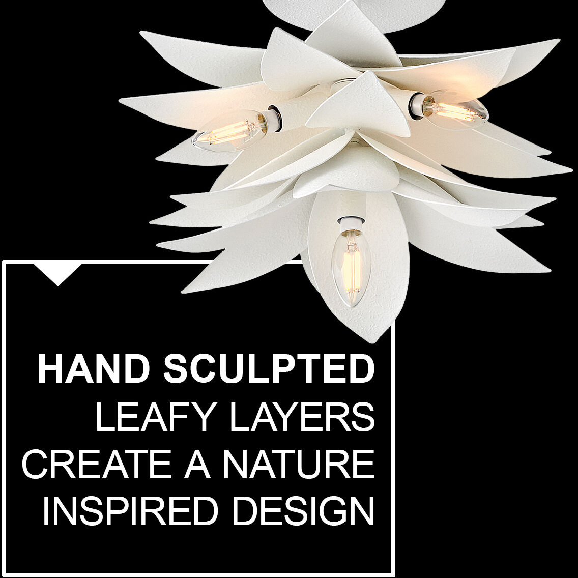 Agave LED 16 inch Textured Plaster Pendant Ceiling Light, Semi-Flush Mount