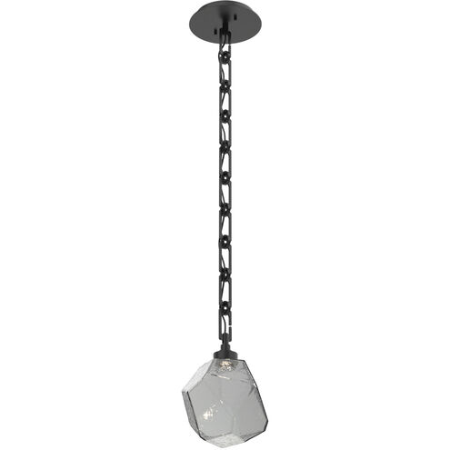 Gem LED 7.8 inch Matte Black Pendant Ceiling Light in 3000K LED, Smoke, Rectangular Chain