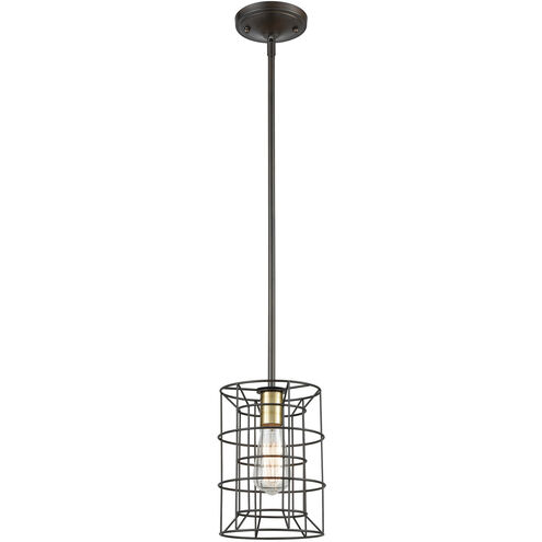 Dayton 1 Light 7 inch Oil Rubbed Bronze with Satin Brass Mini Pendant Ceiling Light