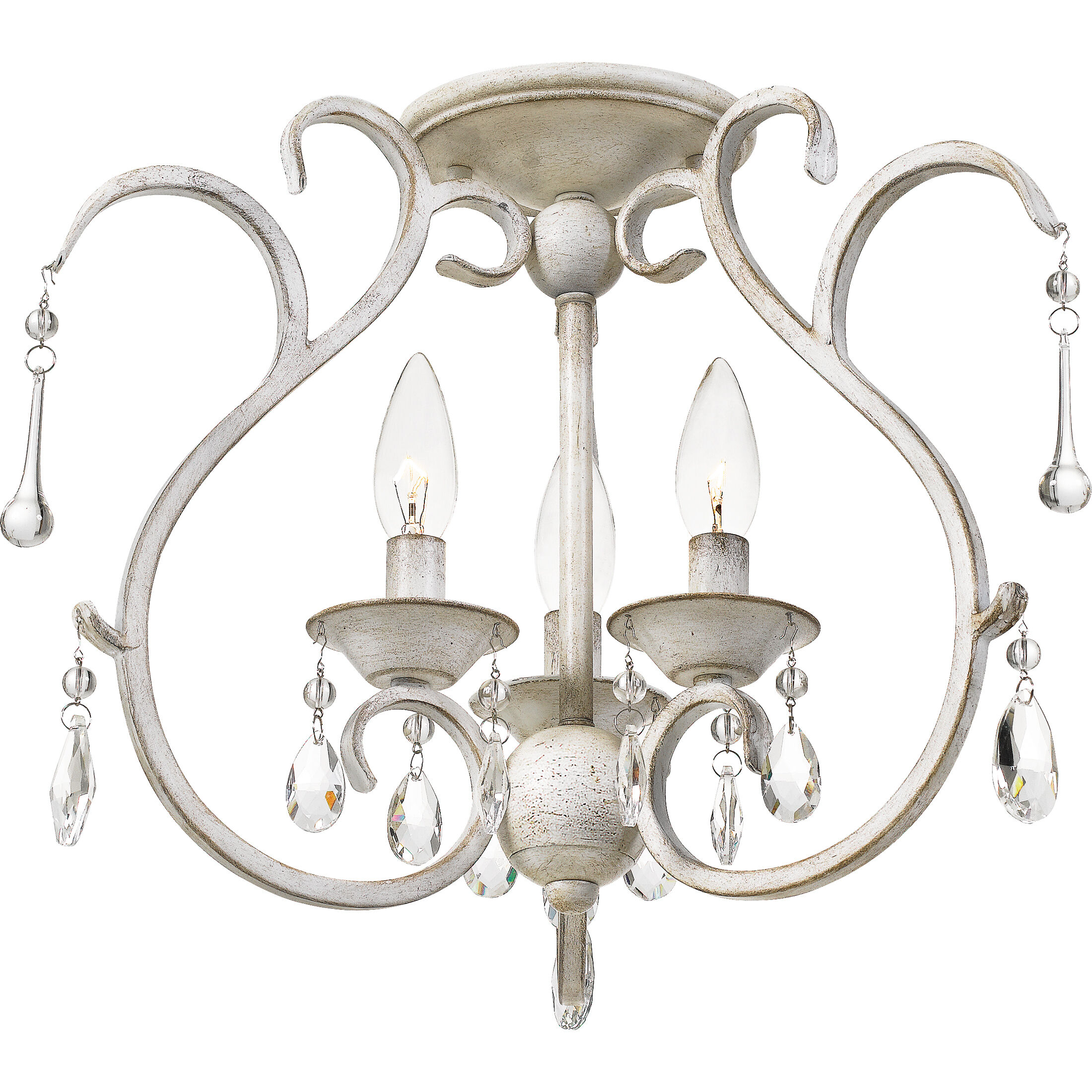Blanca 3 Light 17 inch Antique White Semi-Flush Mount Ceiling Light