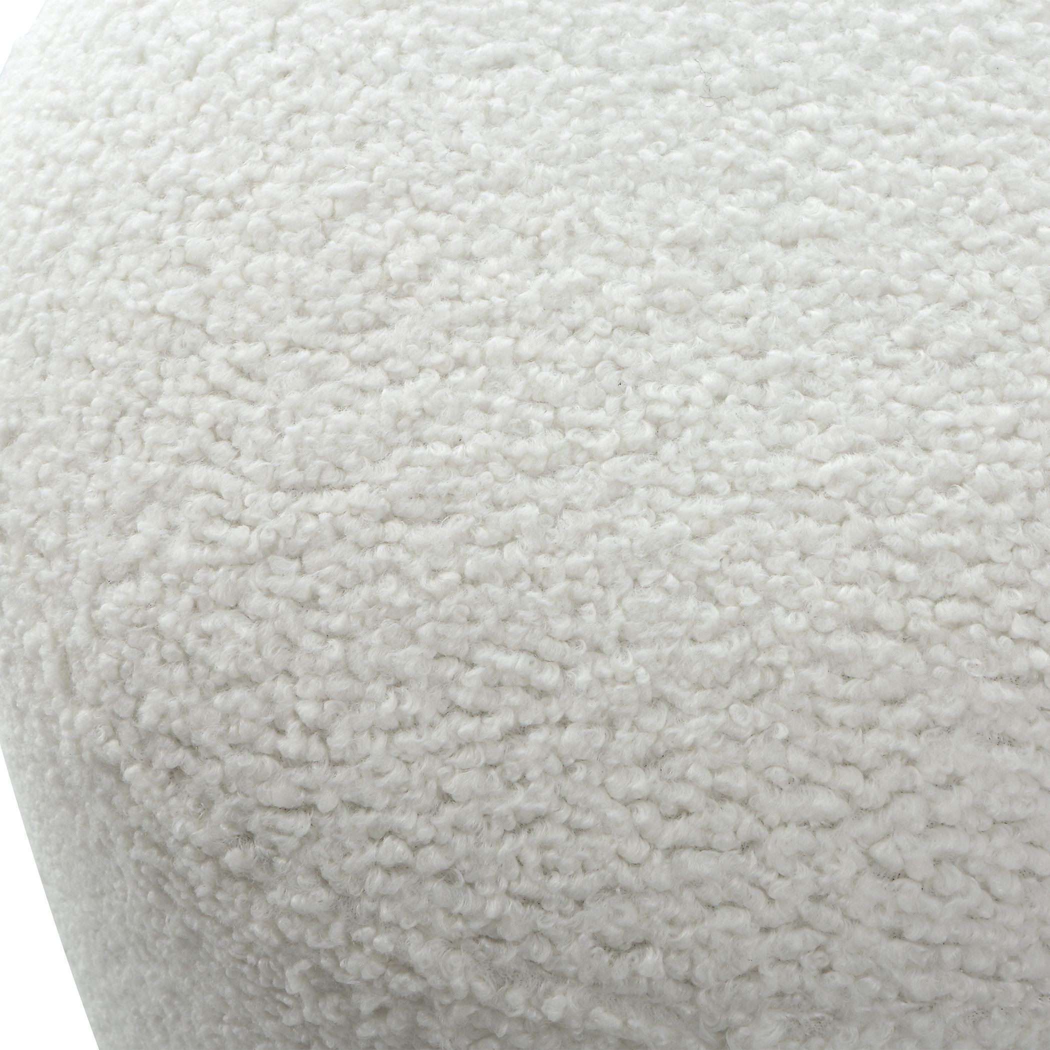 Avila 18 inch White Faux Shearling and White Ottoman