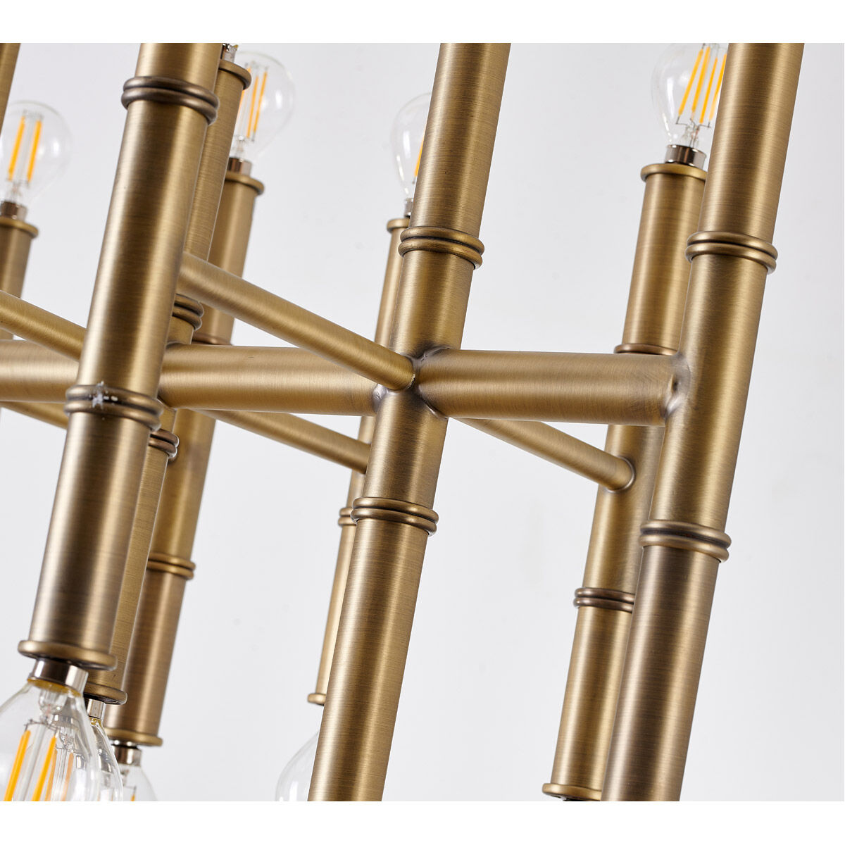 Canada 42 Light 14 inch Gold Chandelier Ceiling Light, Bamboo Pipe 