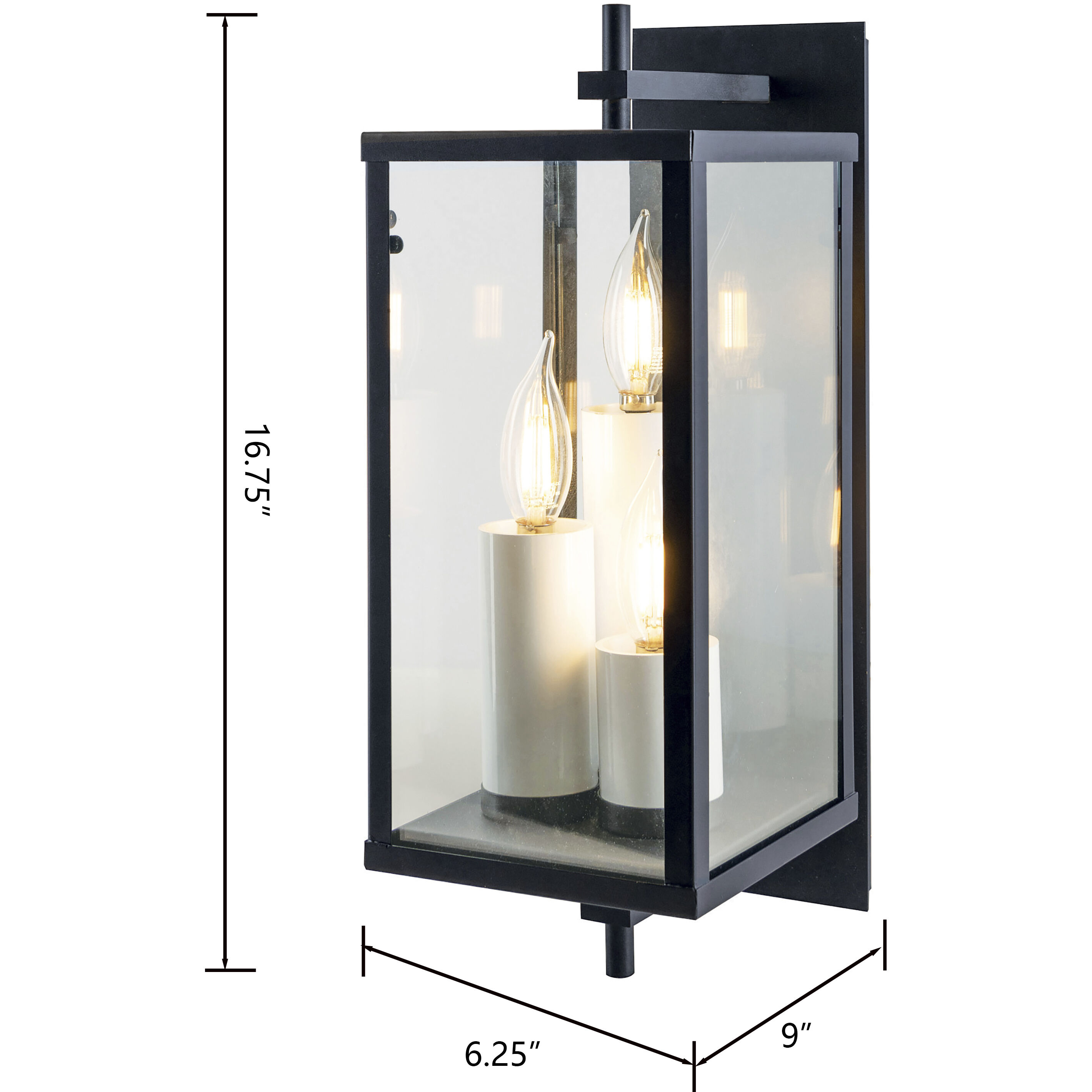 Back Bay 3 Light 16.75 inch Matte Black Outdoor Wall Sconce