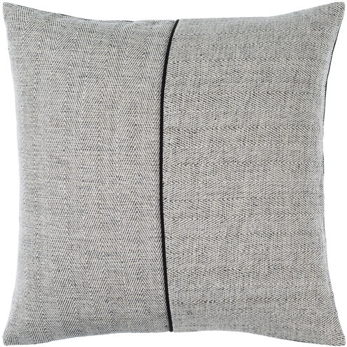 Stitched Linen 22 X 22 inch Pale Slate/Off-White/Metallic - Silver/Pewter/Sage Accent Pillow