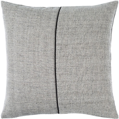 Stitched Linen 22 X 22 inch Pale Slate/Off-White/Metallic - Silver/Pewter/Sage Accent Pillow
