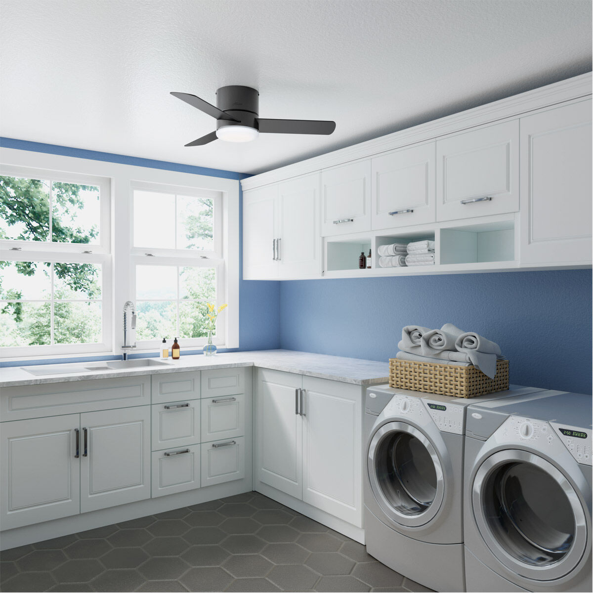 Minimus 44 inch Matte Black with Matte Black/American Walnut Blades Ceiling Fan