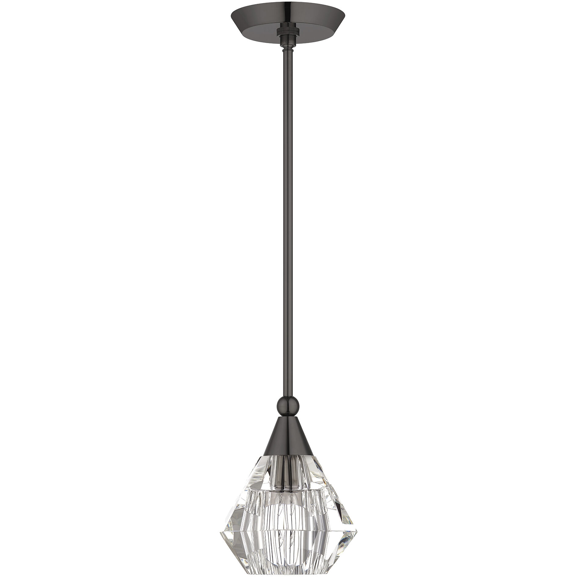 Brussels 1 Light 7 inch Black Chrome Pendant Ceiling Light, Crystal, Single