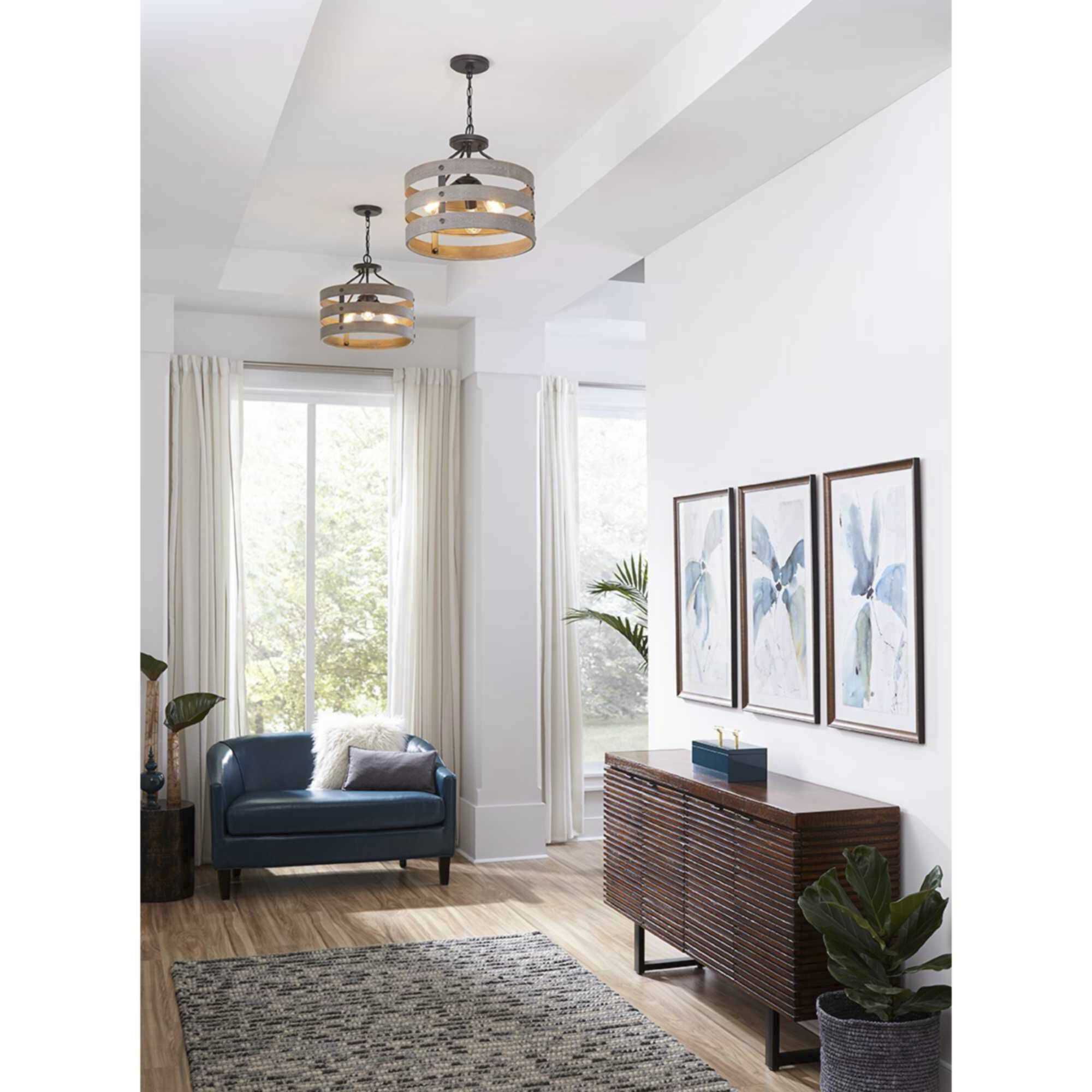 Gulliver 3 Light 17 inch Graphite Semi-Flush Mount Convertible Ceiling Light