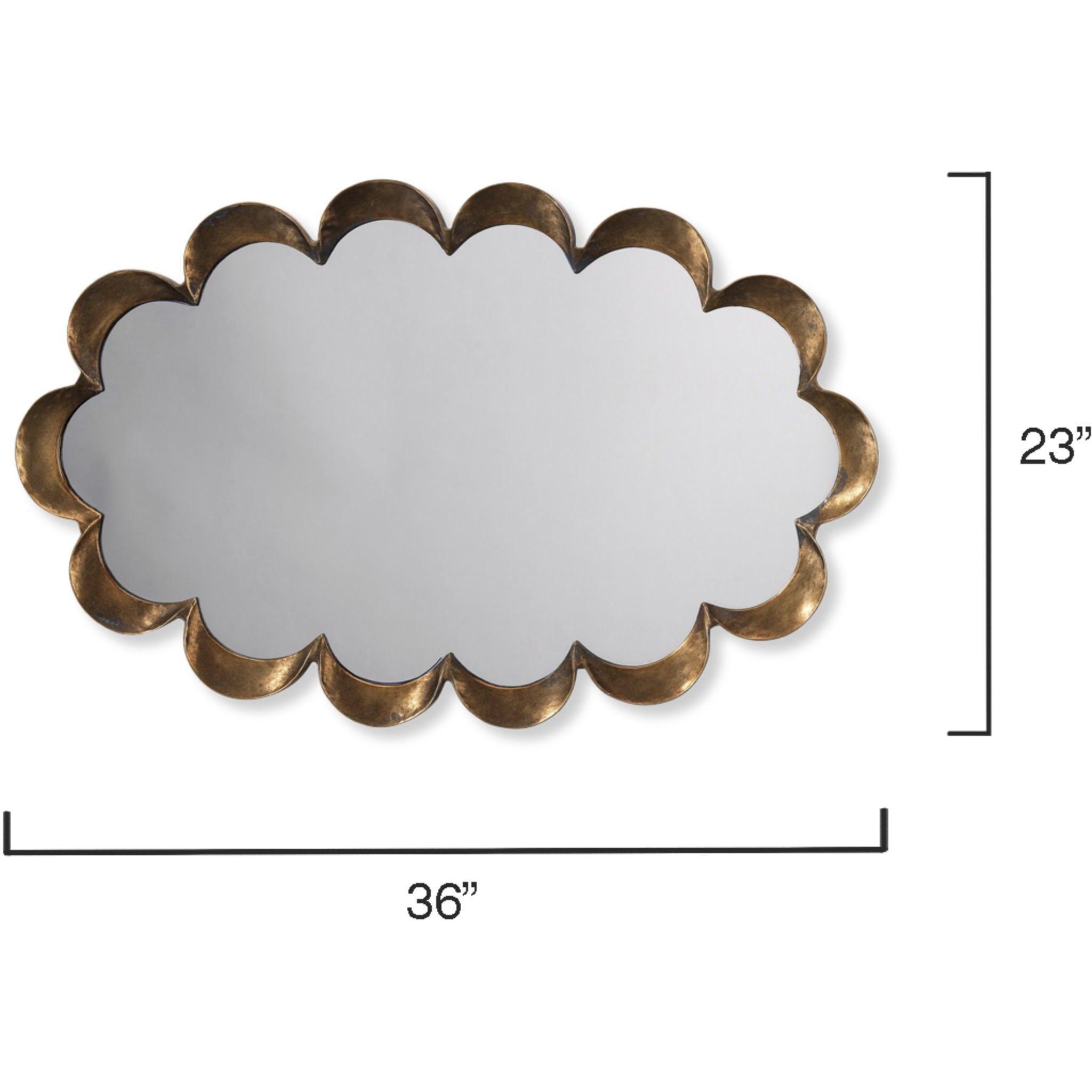 Scalloped 36 X 23 inch Antique Brass Mirror