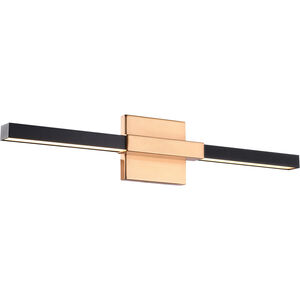 Matteo Lighting Lineare LED 22 inch Matte Black/Aged Gold Brass Wall Sconce Wall Light in Matte Black and Aged Gold Brass W64721MBAG - Open Box