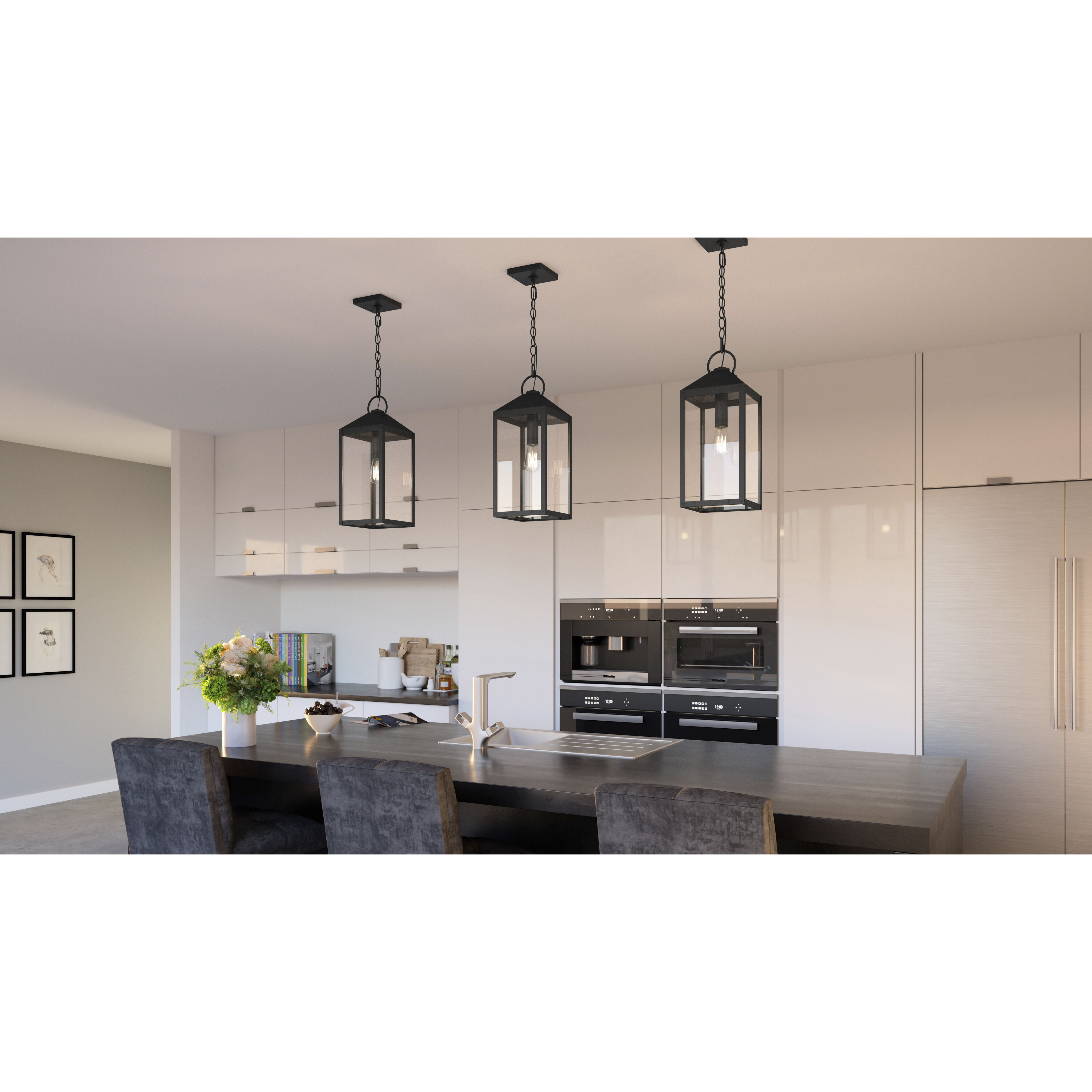 Thorpe 1 Light 8 inch Mottled Black Mini Pendant Ceiling Light, Small