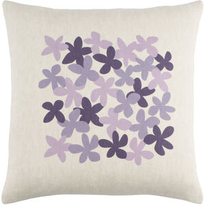 Little Flower 22 X 22 inch Lavender and Bright Purple Throw Pillow