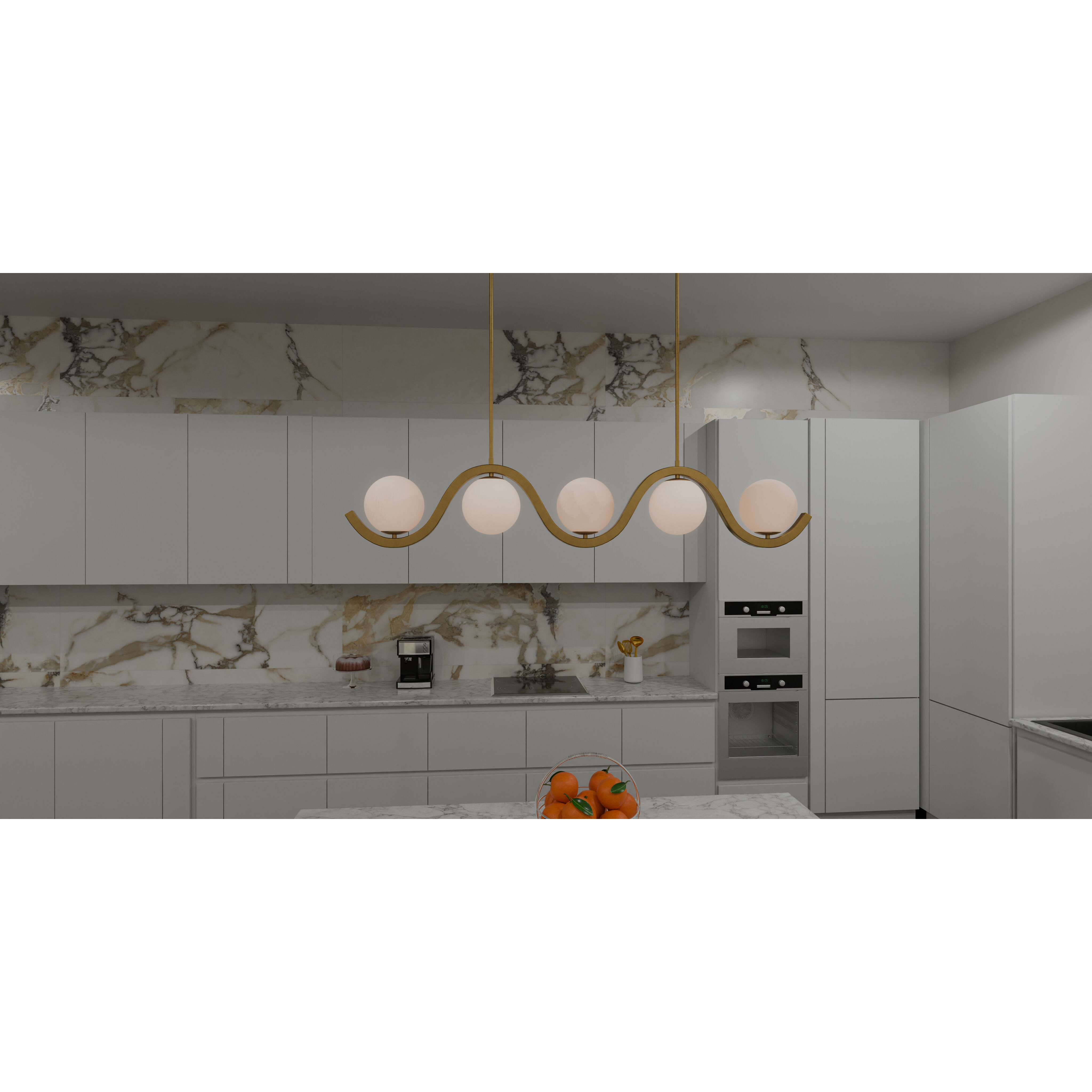 Spherical 5 Light 49 inch Aged Brass Island Light Ceiling Light, Large