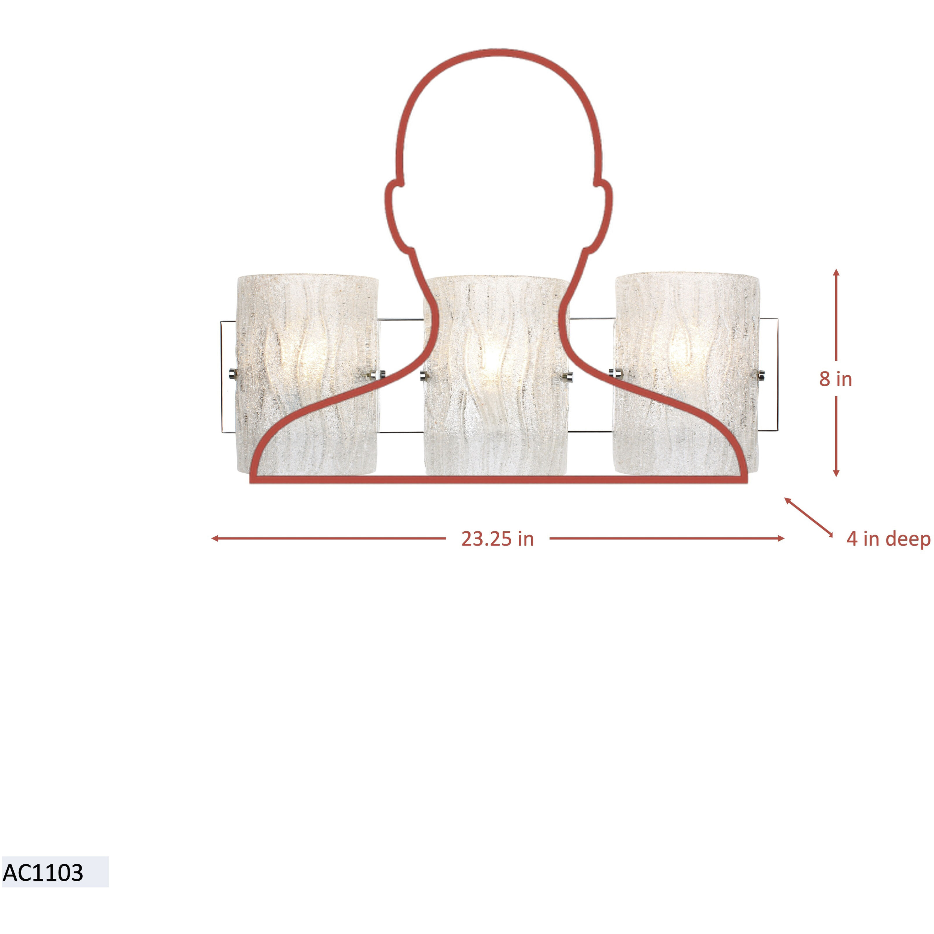 Brilliance 3 Light 23.25 inch Chrome Bath Vanity Light Wall Light