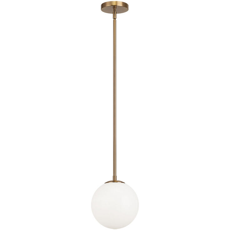 Novo 1 Light 7.88 inch Aged Gold Brass Chandelier Ceiling Light in Aged Gold Brass and Opal Glass