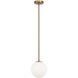 Novo 1 Light 7.88 inch Aged Gold Brass Chandelier Ceiling Light in Aged Gold Brass and Opal Glass