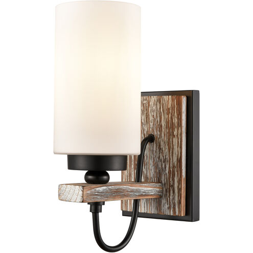 Paladin 1 Light 5 inch Matte Black Sconce Wall Light in White Glass