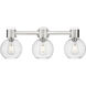 Downtown Urban Lawton Sphere 3 Light 24 inch Brushed Satin Nickel Bath Vanity Light Wall Light in Seedy
